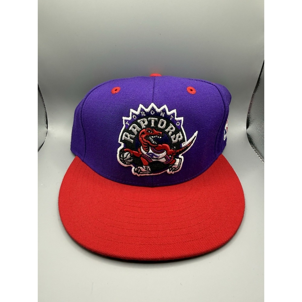Toronto Raptors Mitchell & Ness Fitted Hat 7 1/4 Purple Red Dinosaur Retro Logo
